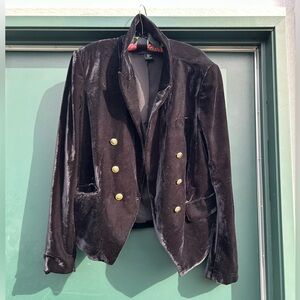 Rachel‎ Zoe Black Velvet Double Breasted Blazer Coat Jacket